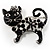 Black Crystal Enamel Cat Brooch - view 8