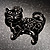 Black Crystal Enamel Cat Brooch - view 10