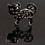 Black Crystal Enamel Cat Brooch - view 7