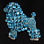 Gigantic Blue Crystal Poodle Dog Brooch - view 2
