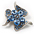 Dazzling Light Blue Crystal Floral Brooch - view 7