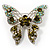 Dazzling Olive Green Crystal Butterfly Brooch