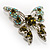 Dazzling Olive Green Crystal Butterfly Brooch - view 2