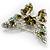 Dazzling Olive Green Crystal Butterfly Brooch - view 3