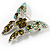 Dazzling Olive Green Crystal Butterfly Brooch - view 4