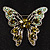 Dazzling Olive Green Crystal Butterfly Brooch - view 6