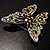 Dazzling Olive Green Crystal Butterfly Brooch - view 7