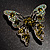 Dazzling Olive Green Crystal Butterfly Brooch - view 9