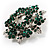 Emerald Green Crystal Wreath Brooch in Silver Tone - 50mm Diameter - view 6