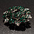 Emerald Green Crystal Wreath Brooch in Silver Tone - 50mm Diameter - view 13