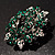 Emerald Green Crystal Wreath Brooch in Silver Tone - 50mm Diameter - view 10