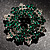 Emerald Green Crystal Wreath Brooch in Silver Tone - 50mm Diameter - view 9