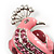 Gigantic Pink Enamel Peacock Fashion Brooch - view 7