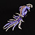 Gigantic Purple Enamel Peacock Fashion Brooch - view 5