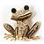 Gold Crystal Frog Brooch