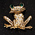 Gold Crystal Frog Brooch - view 2