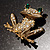 Gold Crystal Frog Brooch - view 7