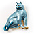 Blue Enamel Cat Brooch