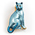 Blue Enamel Cat Brooch - view 3