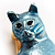 Blue Enamel Cat Brooch - view 4