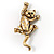 'Naughty Cat' Antique Gold Vintage Brooch - view 3