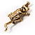 'Naughty Cat' Antique Gold Vintage Brooch - view 5