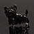 Black Enamel Puppy Dog Brooch - view 6