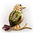 Gold Multicoloured Bird Brooch - view 7