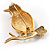 Gold Multicoloured Bird Brooch - view 4