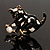 Black Enamel Cat&Ball Brooch - view 9