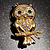 Gold Tone Crystal Owl Brooch - view 5