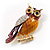 Multicoloured Crystal Owl Brooch