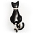 Black Enamel Cat&Bow Brooch - view 2