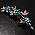 Rhodium Plated Blue Diamante Flower Bouquet Brooch - view 6