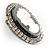 Silver Tone Crystal Glass Cameo Brooch (Black&White) - view 3