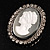 Silver Tone Crystal Glass Cameo Brooch (Black&White) - view 4