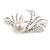 Rhodium Plated Delicate Faux Pearl Fashion Brooch