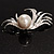 Rhodium Plated Delicate Faux Pearl Fashion Brooch - view 9