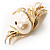 Gold Plated Delicate Faux Pearl Fashion Brooch - view 12