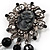 Antique Silver Black Charm Cameo Brooch - view 3