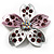 Enamel Crystal Flower Brooch (Pink&Silver) - view 2