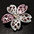 Enamel Crystal Flower Brooch (Pink&Silver) - view 3