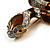 Mesmerizing Brown Enamel Swarovski Crystal Snake Brooch - view 5