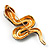Mesmerizing Brown Enamel Swarovski Crystal Snake Brooch - view 6