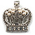 Oversized Statement Simulated Pearl And Crystal Crown Brooch