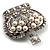 Oversized Statement Simulated Pearl And Crystal Crown Brooch - view 7
