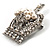 Oversized Statement Simulated Pearl And Crystal Crown Brooch - view 2