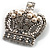 Oversized Statement Simulated Pearl And Crystal Crown Brooch - view 8