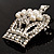 Oversized Statement Simulated Pearl And Crystal Crown Brooch - view 6