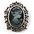 Antique Silver Cameo Brooch (Jet Black&Grey)